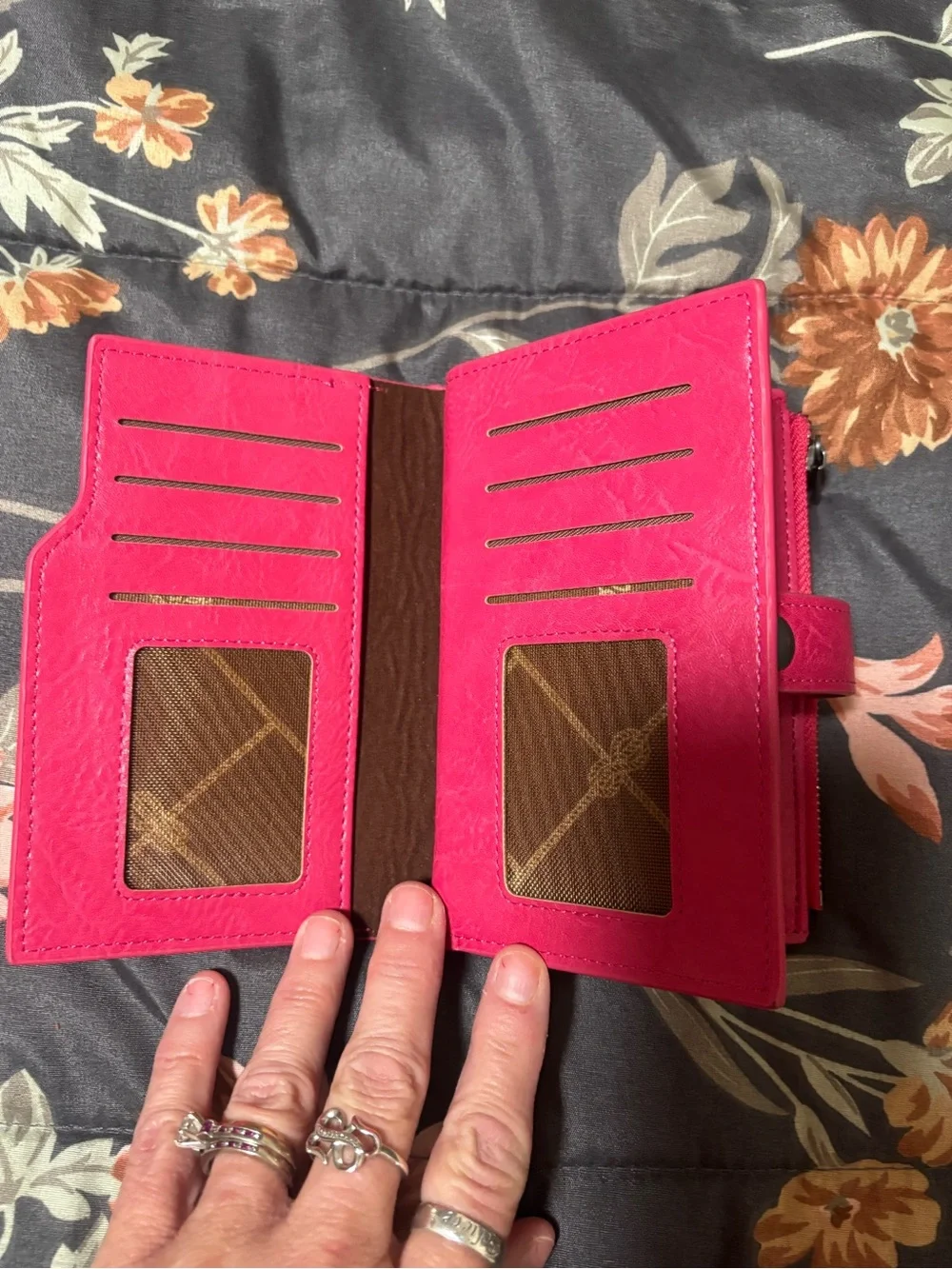 Wrangler Women's Bright Pink Leather Wallet with Snap Closure